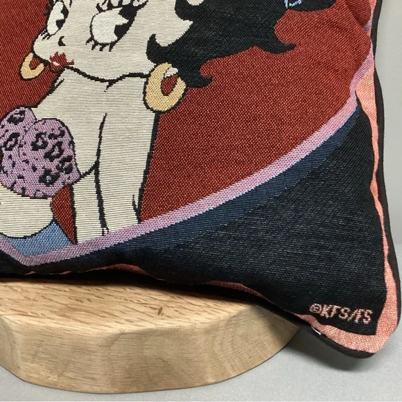 🔴 Vintage - New - Betty Boop Biker Tapestry Woven Pillow - Collectible - Rare - Picture 4 of 10